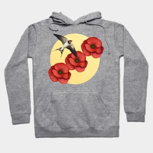 Swallow and the poppies Hoodie